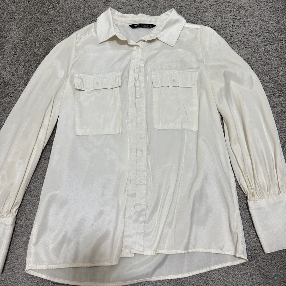 Zara white button up blouse